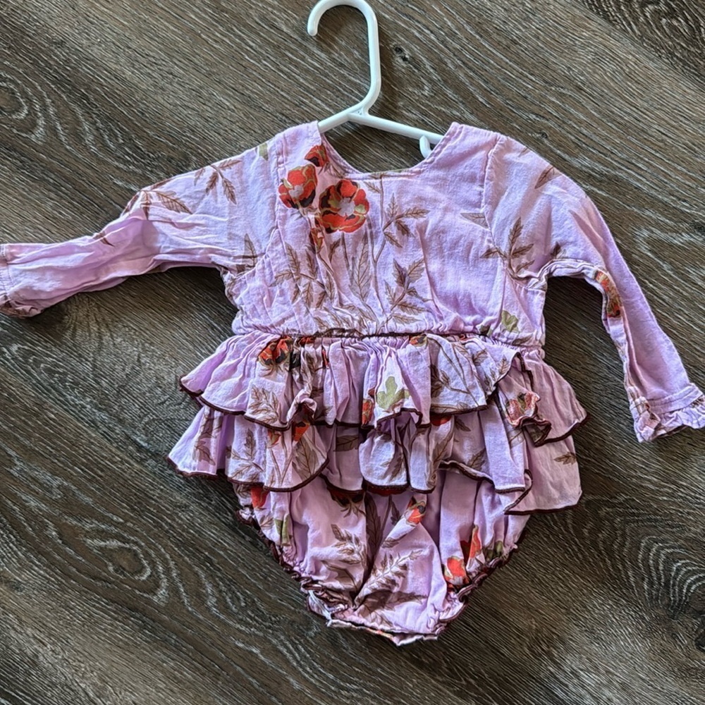 Pink Chicken Lilac Floral Ruffle One Piece‎
